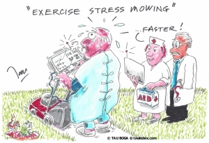 Exercise stress mowing